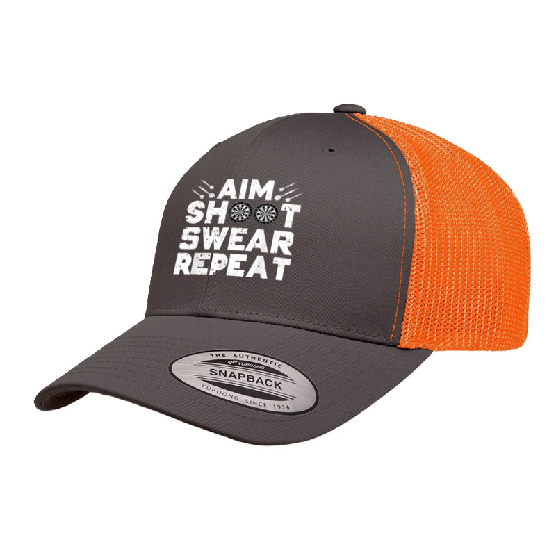 Darts Aim Shoot Swear Repeat Dartboard Funny Dart Player T Shirt Retro Trucker Cap by sugruewxrivestsxe | Artistshot