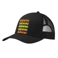 Zodiac Constellation T  Shirt Unique Gemini Zodiac Sign Repeated Text Pa Trucker Cap | Artistshot