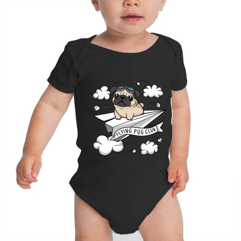 Flying Pug Club Baby Bodysuit by Charity Aduset | Artistshot