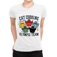 Cat Cuddling Olympic Team Ladies Fitted T-shirt | Artistshot