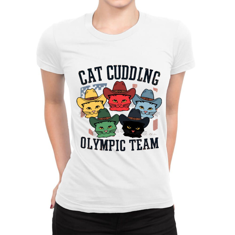 Cat Cuddling Olympic Team Ladies Fitted T-Shirt by Charity Aduset | Artistshot