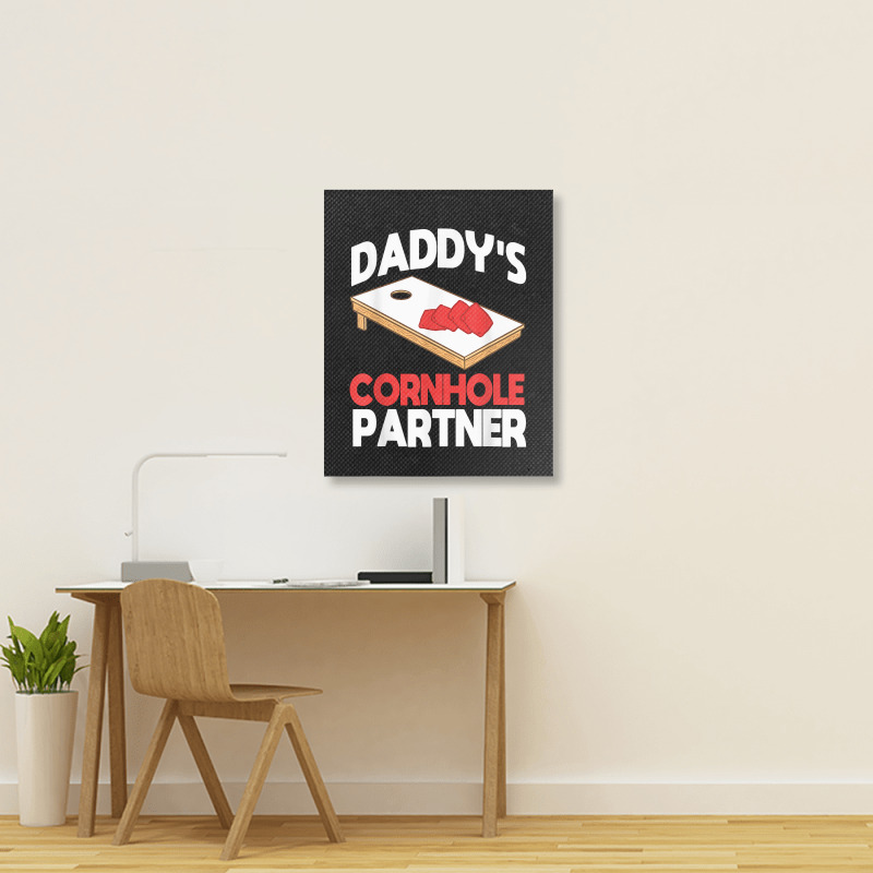 Daddy's Cornhole Partner Father's Day T Shirt Portrait Canvas Print | Artistshot