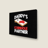 Daddy's Cornhole Partner Father's Day T Shirt Landscape Canvas Print | Artistshot