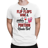 I'm A Flip Flops Wine & Pontoon Kinda Girl Funny Summer Lake Long Slee T-shirt | Artistshot