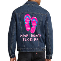 Miami Beach Flip Flops T Shirt Men Denim Jacket | Artistshot