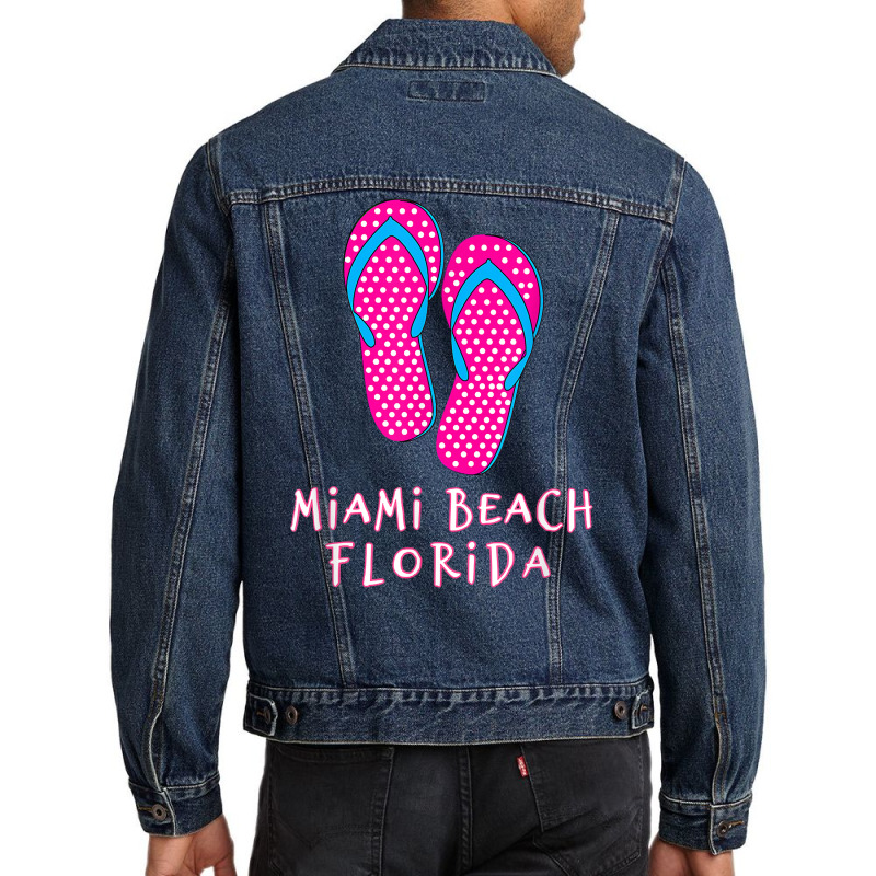 Miami Beach Flip Flops T Shirt Men Denim Jacket | Artistshot