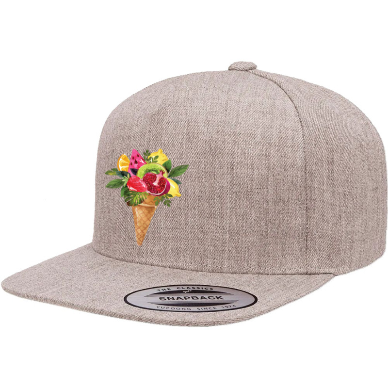 Summer Fruit Ice Cream Cone T  Shirt Summer Fruit Cone Bouquet T  Shir 5 panel snapback cap by salesmanhuh | Artistshot