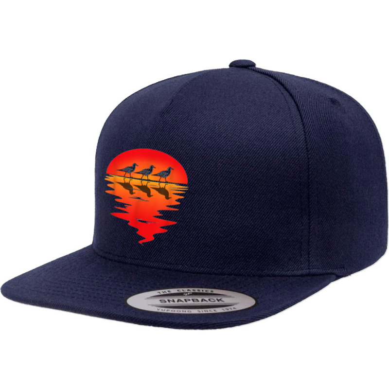 Flocks Of Seagull Vintage Sunset Seabird Harbour Albatros 5 panel snapback cap by nbobatiga | Artistshot