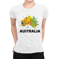 Australia T Shirt Australian Elements Fun Map Ocenia Tee Ladies Fitted T-shirt | Artistshot