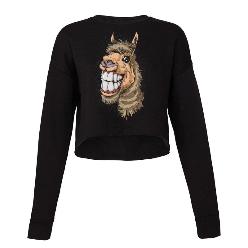 The Alpaca Bursting With Joy And Laughter Cropped Sweater by John Nichols | Artistshot