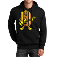 Funny Hotdog Playing Guitar Music Unisex Hoodie | Artistshot