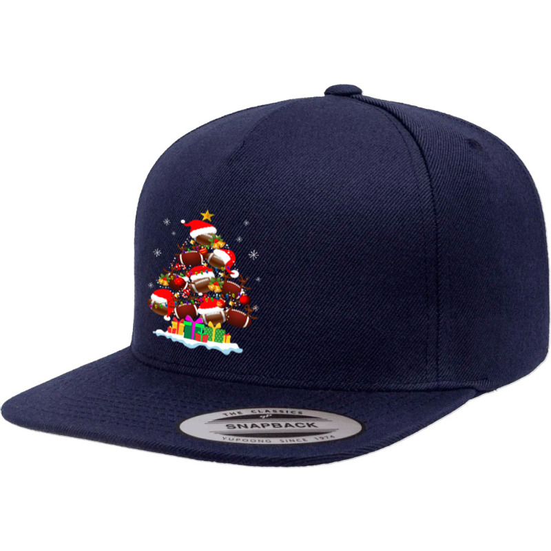 Football Christmas Tree Football Ball Santa Hat Funny Xmas Pajamas 282 5 panel snapback cap by permad | Artistshot