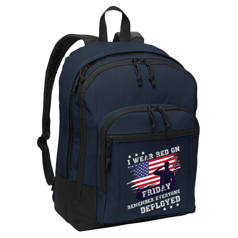 I Wear Red On Friday Remember Deployed American Flag Retro T Shirt Basic Backpack | Artistshot