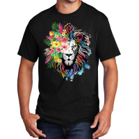 Womens Floral Lion Wild Animals For Lion Lovers Basic T-shirt | Artistshot