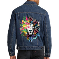 Womens Floral Lion Wild Animals For Lion Lovers Men Denim Jacket | Artistshot