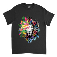 Womens Floral Lion Wild Animals For Lion Lovers Classic T-shirt | Artistshot