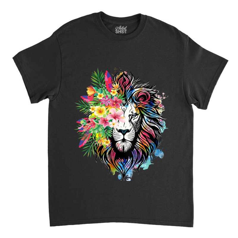 Womens Floral Lion Wild Animals For Lion Lovers Classic T-shirt by Charity Aduset | Artistshot