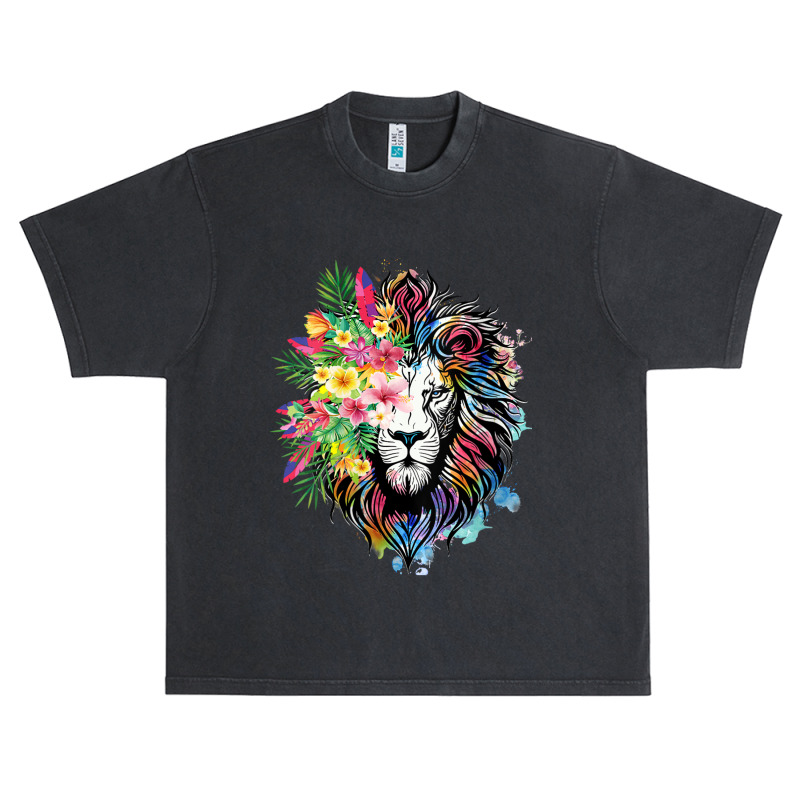 Womens Floral Lion Wild Animals For Lion Lovers Urban Heavy T-shirt by Charity Aduset | Artistshot