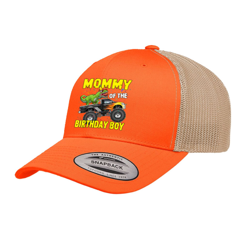 Mommy Of The Birthday Boy Dinosaurs T Rex Monster Truck Characters Car Retro Trucker Cap | Artistshot