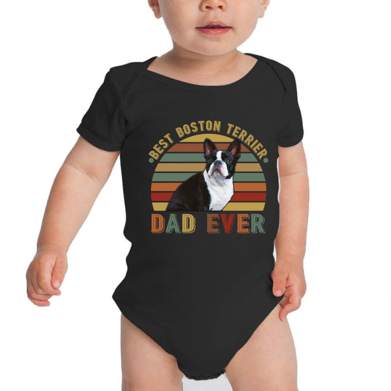 Best Boston Terrier Dad Ever Retro Vintage Father's Day Baby Bodysuit | Artistshot