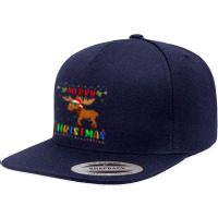 Xmas Light Moose Design Matching Christmas Pajama T Shirt 5 Panel Snapback Cap | Artistshot