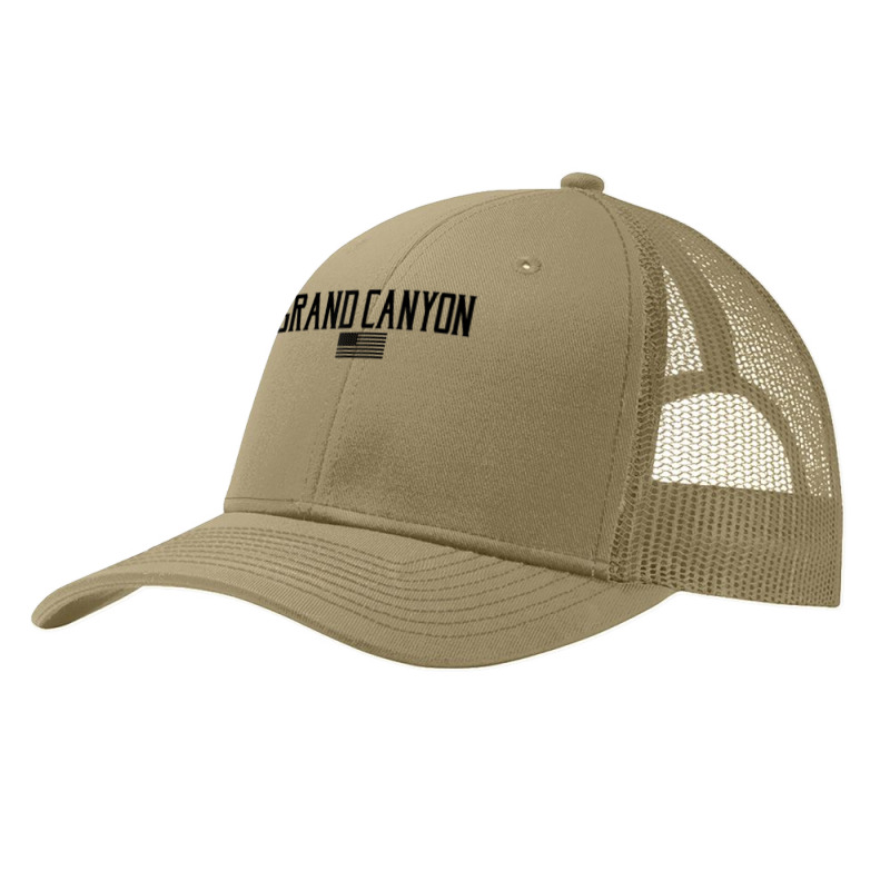 Grand Canyon Us Flag Text Olive Green With Black Print T Shirt Pa Trucker Cap | Artistshot