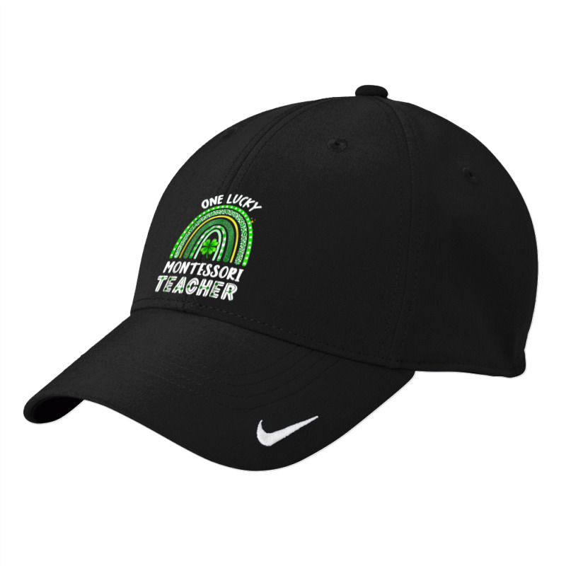 One Lucky Montessori Teacher Rainbow St Patrick’s Day T Shirt Nike Dri-fit Cap | Artistshot