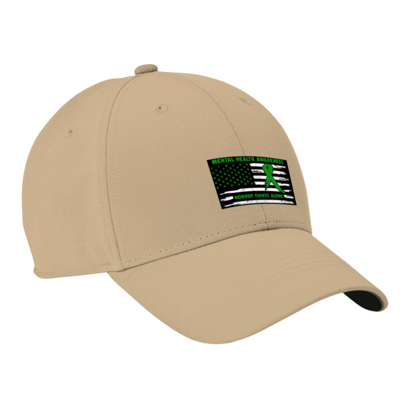 Mental Health Awareness American Flag Nobody Fights Alon Nike Dri-FIT Cap by saterseim | Artistshot