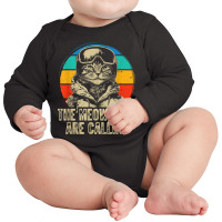 The Meowtains Are Calling Cat Snowboard Long Sleeve Baby Bodysuit | Artistshot