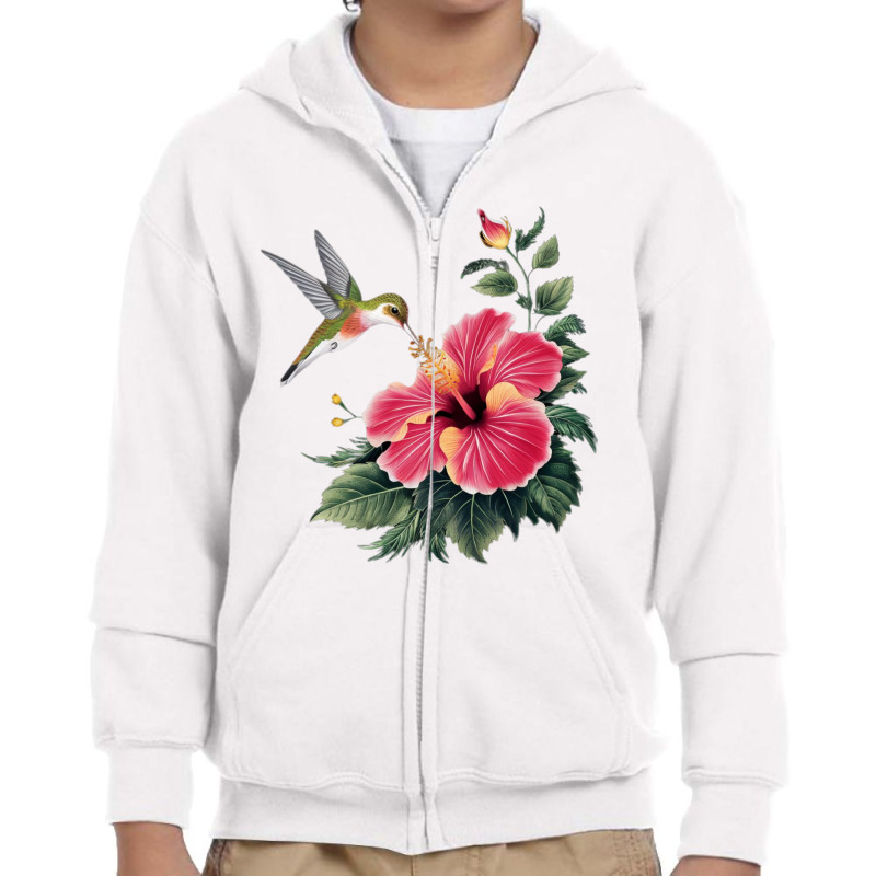 Aradiant Hibiscus Flower Youth Zipper Hoodie by Charity Aduset | Artistshot