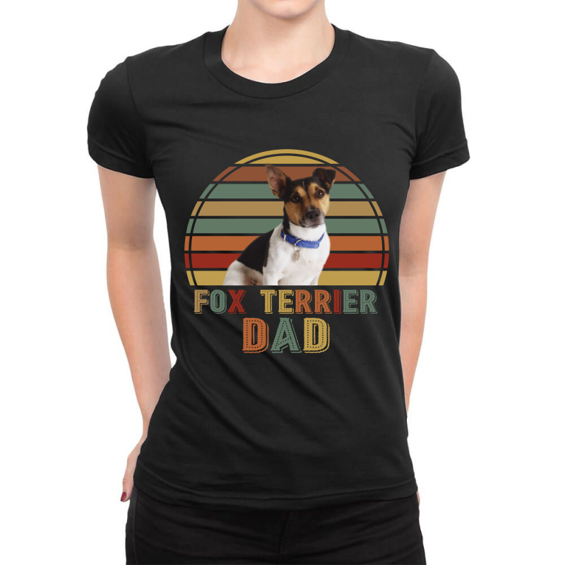 Fox Terrier Dad Retro Vintage Father's Day Gift Ladies Fitted T-Shirt by vip.pro123 | Artistshot