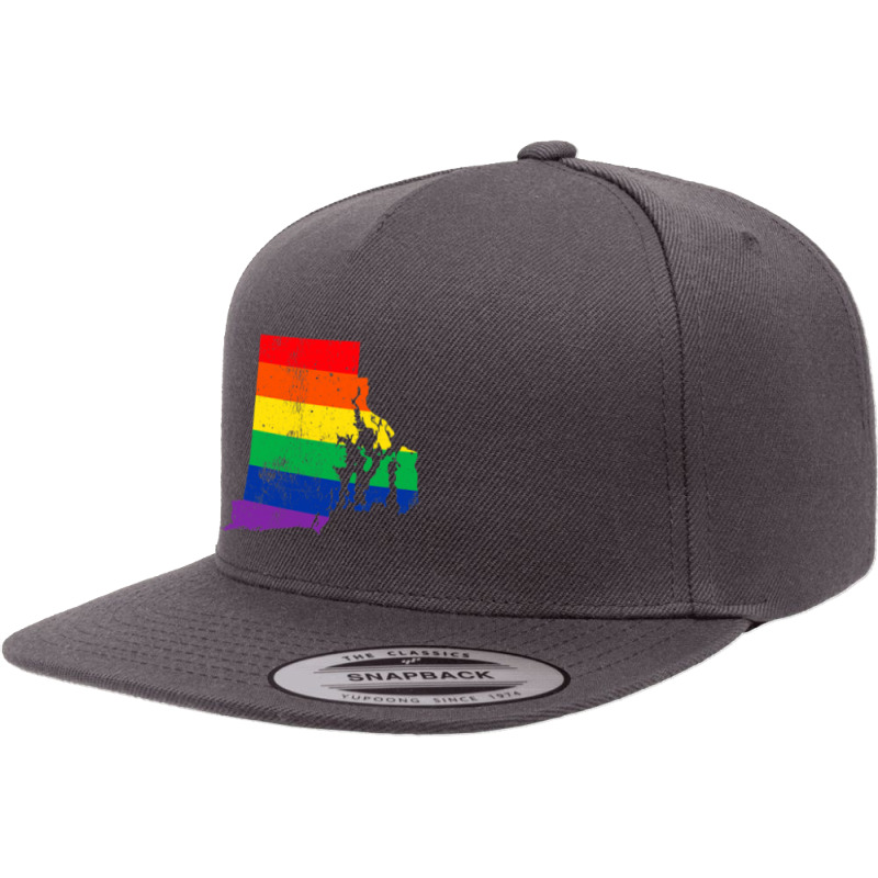 Rhode Island Rainbow Flag Map Gay Pride Lesbian Lgbt 5 panel snapback cap by GrahamWalsh | Artistshot