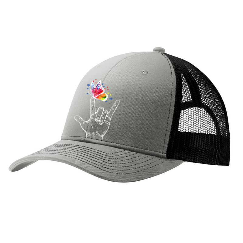 I Love You Hand Sign Language Butterfly Autism Awareness Pa Trucker Cap by PhoebeHaggett | Artistshot