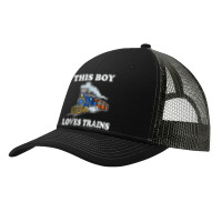 This Boy Loves Trains For A Train Lover Wagon Locomotive T Shirt Pa Trucker Cap | Artistshot