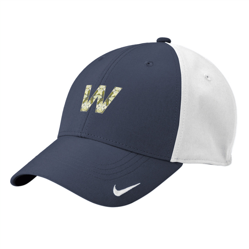 Letter W T  Shirt Letter W Monogram Olive Green Abstract Pattern Paint Nike Dri-fit Cap | Artistshot