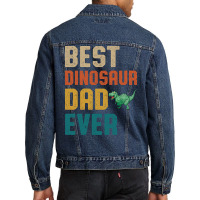 Best Dinosaur Dad Ever Retro Vintage  Father's Day Gift Men Denim Jacket | Artistshot