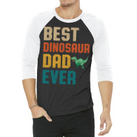 Best Dinosaur Dad Ever Retro Vintage  Father's Day Gift 3/4 Sleeve Shirt | Artistshot