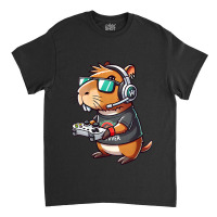 Funny Capybara Gamer Headphone Shades Classic T-shirt | Artistshot