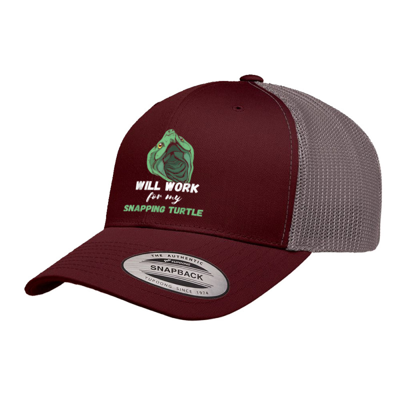 Snapping Turtle Will Work For Snapping Turtle Lover Reptile T Shirt Retro Trucker Cap | Artistshot