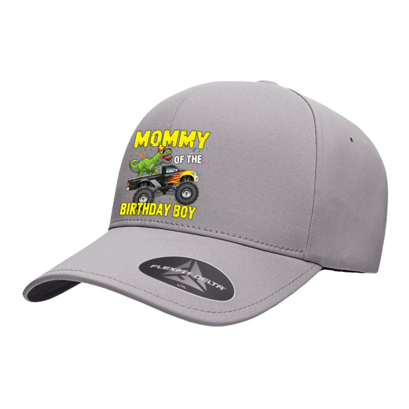 Mommy Of The Birthday Boy Dinosaurs T Rex Monster Truck Characters Car Seamless Cap | Artistshot