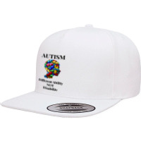 Autism Puzzle Autistic Different Ability Not Disability Autistic 5 Panel Snapback Cap | Artistshot