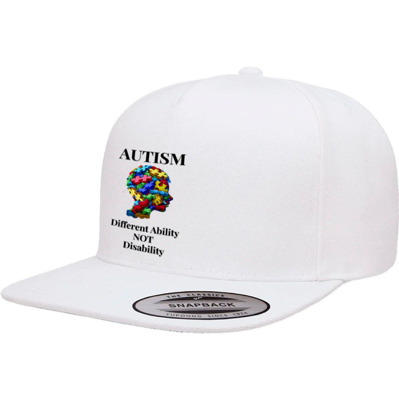 Autism Puzzle Autistic Different Ability Not Disability Autistic 5 panel snapback cap by golferu | Artistshot