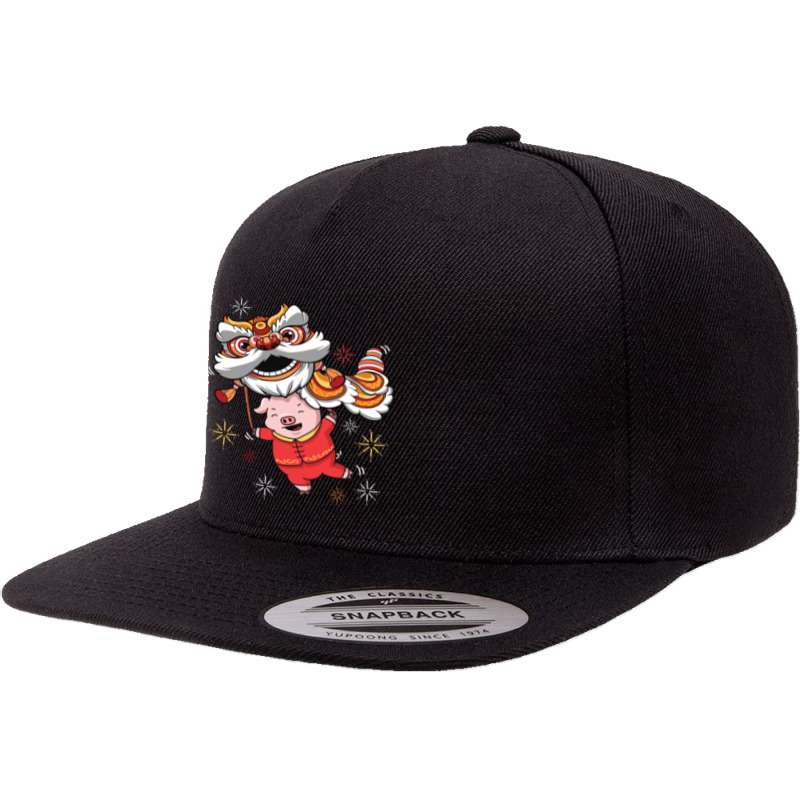 Dragon Lion Dancing Pig Chinese New Year 2019 5 panel snapback cap by Hoang95 | Artistshot