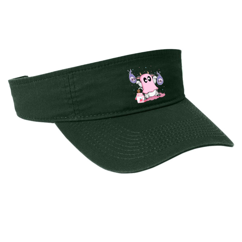 Kawaii Pastel Goth Cute Creepy Strawberry Milk Ghost Cow Fashion Visor by UbengArt | Artistshot