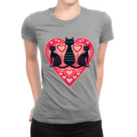 3 Abstract Cats On A Heart Ladies Fitted T-shirt | Artistshot