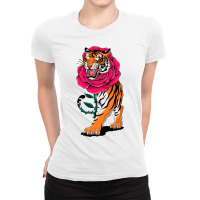 A Tiger And A Rose Ladies Fitted T-shirt | Artistshot