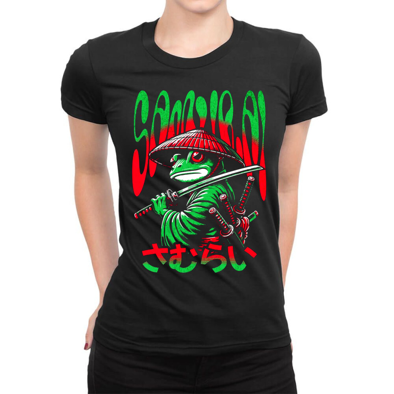 Frog Samurai Warrior Cute Animal Japan Vintage Ani Ladies Fitted T-Shirt by New Nice Shirt | Artistshot