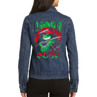 Frog Samurai Warrior Cute Animal Japan Vintage Ani Ladies Denim Jacket | Artistshot