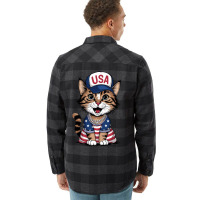 A Cat With Usa Flag Flannel Shirt | Artistshot