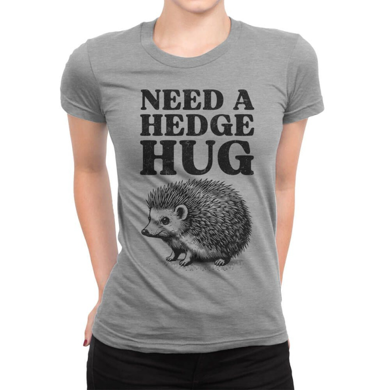 Cute Hedgehog Hug For Animal Pun Introverts Lover Ladies Fitted T-Shirt by Sandy | Artistshot